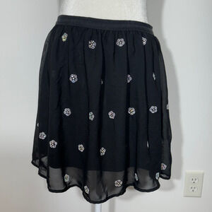D-Signed Disney Girls Black with Pearl/Sequin Flower Skirt - Size Large